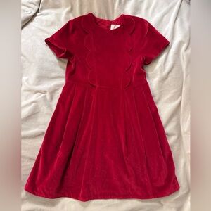 Elegant Red Velvet Holiday/ Christmas Scalloped Dress